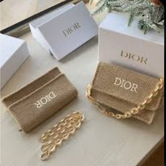 Dior Beauty Rafia Handbag Jute Bag Natural NIB W/ Chunky Chain - Picture 3 of 13